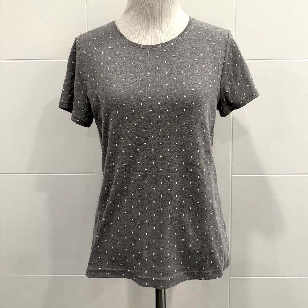 Gray Polka Dot Women's Top petite small